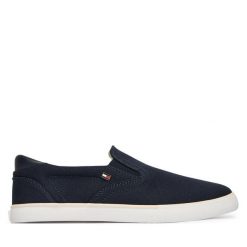 Tenisówki Tommy Hilfiger. Niebieskie trampki TOMMY HILFIGER, bez wzorów, bez zapięcia. Za 289.99 zł.