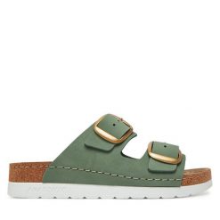 Klapki Dr. Brinkmann. Zielone klapki Dr. Brinkmann, bez wzorów, bez obcasa. Za 309.99 zł.