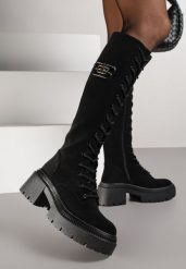 Czarne Sznurowane Kozaki Vices z Imitacji Zamszu na Platformie w Stylu Grunge Lattime. Czarne kozaki Born2be, z jeansu, bez obcasa, na platformie, bez zapięcia. Za 179.99 zł.