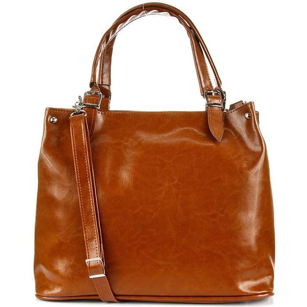 Kuferek ze skóry naturalnej DAN-A T253 camel. Brązowe torebki klasyczne DAN-A, bez wzorów, ze skóry, bez dodatków. Za 399.99 zł.