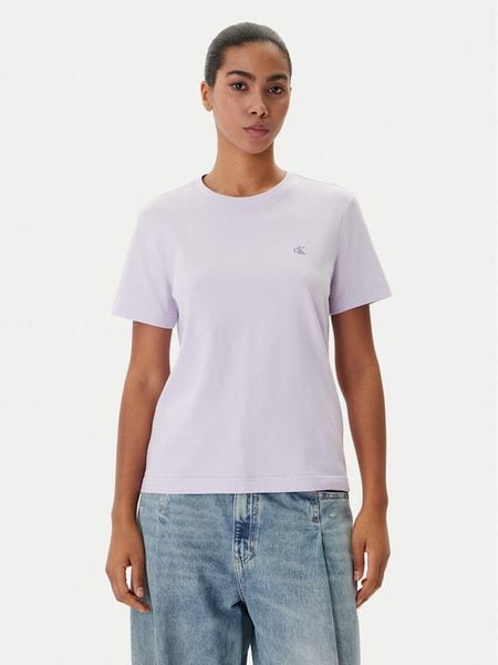 Calvin Klein Jeans T-Shirt Monogram LV047B224G Fioletowy Regular Fit. Fioletowe t-shirty Calvin Klein Jeans, s, bez wzorów, z bawełny, bez kołnierzyka, bez ramiączek. Za 149.99 zł.