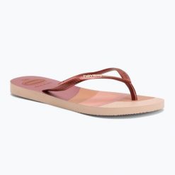 Japonki damskie Havaianas Slim Palette Glow. Czerwone klapki Havaianas, bez wzorów, bez obcasa. Za 99.99 zł.