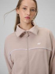 4F Bluza dresowa regular bez kaptura damska - beżowa M. Brązowe bluzy 4f, m, bez wzorów, z bawełny, bez kaptura. Za 179.99 zł.