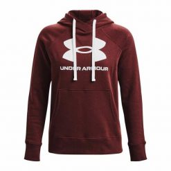 Bluza z kapturem Damska Rival Fleece. Brązowe bluzy Under Armour, s, bez wzorów, z kapturem. Za 323.50 zł.