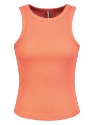 Sublevel Top w kolorze pomarańczowym rozmiar: L. Pomarańczowe topy Sublevel, l, bez wzorów, prążkowane, bez kołnierzyka, bez ramiączek. Za 39.99 zł.