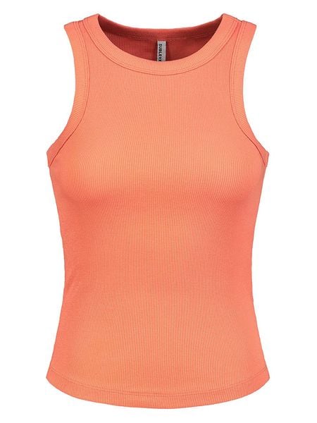 Sublevel Top w kolorze pomarańczowym rozmiar: XL. Pomarańczowe topy Sublevel, xl, bez wzorów, prążkowane, bez kołnierzyka, bez ramiączek. Za 30.56 zł.