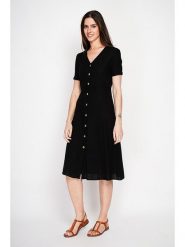 Le Jardin du Lin Lniana sukienka w kolorze czarnym rozmiar: 42. Czarne sukienki Le jardin du lin, bez wzorów, ze lnu, bez kołnierzyka, bez ramiączek, midi. Za 152.99 zł.