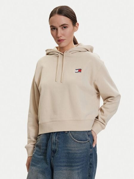 Tommy Jeans Bluza DW0DW22357 Beżowy jasny Regular Fit. Brązowe bluzy Tommy Jeans, l, bez wzorów, z bawełny, bez kaptura. Za 276.99 zł.