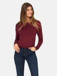 ONLY Sweter Venice 15333989 Bordowy Regular Fit. Czerwone swetry Only, xl, bez wzorów, z wiskozy, bez ramiączek. Za 129.99 zł.