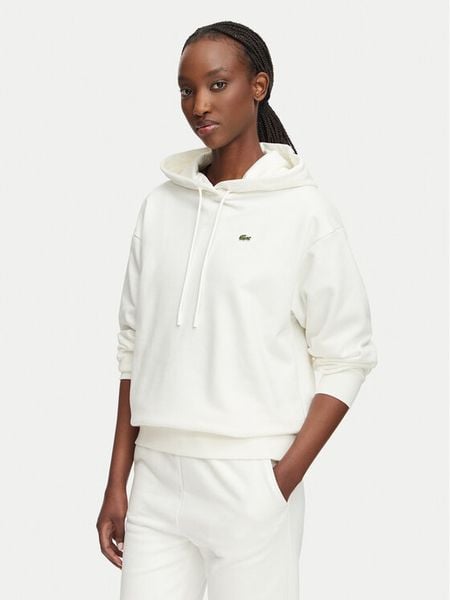 Lacoste Bluza SF7612 Kremowy Oversize. Białe bluzy Lacoste, bez wzorów, z bawełny, bez kaptura. Za 418.99 zł.