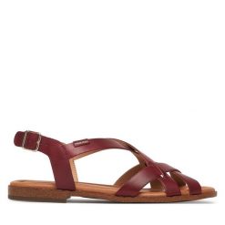 Sandały Pikolinos. Czerwone sandały Pikolinos, bez wzorów, bez obcasa, na płaskiej podeszwie, bez zapięcia. Za 449.99 zł.