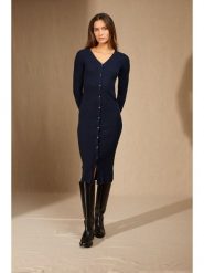 Perfect Cashmere Kaszmirowa sukienka "Maria" w kolorze granatowym rozmiar: L. Niebieskie sukienki Perfect Cashmere, l, bez wzorów, z kaszmiru, bez kołnierzyka, bez ramiączek, midi. Za 695.99 zł.