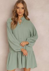 Miętowa Sukienka Oromeda. Zielone sukienki Renee, na imprezę, l, bez wzorów, z tkaniny, bez kołnierzyka, bez ramiączek, maxi. Za 49.99 zł.