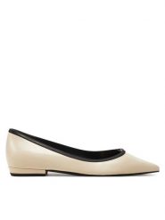 Tory Burch Baleriny Double T Buckle Pointed 155739 Beżowy. Brązowe baleriny Tory Burch, bez wzorów, ze skóry, bez obcasa. Za 1,499.00 zł.