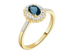 Pierścionek z żółtego złota z diamentami i topazem London Blue - próba 585. Niebieskie pierścionki Apart, z diamentem, złote. Za 3,590.00 zł.