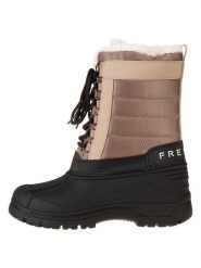 Freyling Botki zimowe w kolorze czarno-beżowym rozmiar: 39. Brązowe botki Freyling, na zimę, bez wzorów, z materiału, bez obcasa, bez zapięcia. Za 157.73 zł.