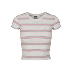 Koszulka damska Urban Classics stripe cropped. Białe bluzki Urban Classics, bez wzorów, bez kołnierzyka, bez ramiączek. Za 102.00 zł.