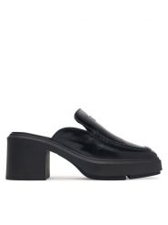 Calvin Klein Klapki Block Heel Mule Lth Hdw HW0HW03175 Czarny. Czarne klapki Calvin Klein, bez wzorów, ze skóry, bez obcasa. Za 649.99 zł.
