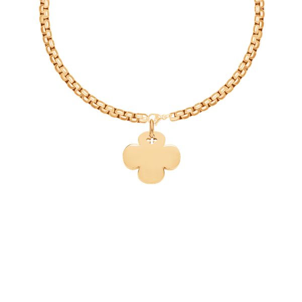 Naszyjnik łańcuch Cube z okrągłą koniczyną, pozłacany. Naszyjniki Lilou, pozłacane. Za 338.00 zł.