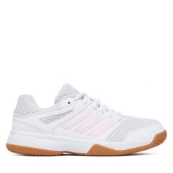 Buty halowe adidas. Białe obuwie sportowe Adidas, bez zapięcia. Za 239.99 zł.