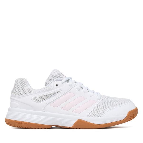 Buty halowe adidas. Białe obuwie sportowe Adidas, bez zapięcia. Za 239.99 zł.