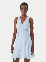 Morgan Sukienka koktajlowa 241-ROSVAL Błękitny Regular Fit. Niebieskie sukienki Morgan, bez wzorów, z syntetyku, wizytowe, bez kołnierzyka, bez ramiączek. Za 299.99 zł.