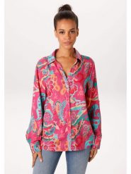 Aniston Bluzka w kolorze różowo-turkusowym rozmiar: 46. Różowe bluzki Aniston, bez wzorów, z wiskozy, bez kołnierzyka, bez ramiączek. Za 130.99 zł.