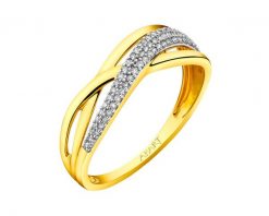 Pierścionek z żółtego złota z diamentami - 0,13 ct - próba 585. Żółte pierścionki Apart, z diamentem, złote. Za 2,990.00 zł.