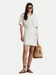 Polo Ralph Lauren Sukienka codzienna 211A88516002 Biały Straight Fit. Białe sukienki Polo Ralph Lauren, na co dzień, xxl, bez wzorów, z bawełny, bez kołnierzyka, bez ramiączek, proste. Za 539.99 zł.