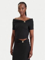 Guess Bluzka W6GP12 K2935 Czarny Regular Fit. Czarne bluzki Guess, xl, z aplikacjami, bez kołnierzyka, bez ramiączek. Za 279.99 zł.