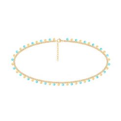 Naszyjnik Sophie z turkusową emalią, pozłacany. Niebieskie naszyjniki Lilou, pozłacane. Za 229.00 zł.