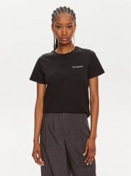 KARL LAGERFELD T-Shirt Essential 245W1714 Czarny Regular Fit. Czarne t-shirty KARL LAGERFELD, xs, bez wzorów, z bawełny, bez kołnierzyka, bez ramiączek. Za 189.99 zł.
