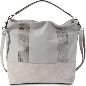 Torebka na ramię ze sztrasami bonprix szaro-brunatny. Torby na ramię bonprix. Za 99.99 zł.