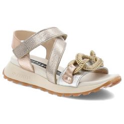 Srebrne Sandały Hispanitas Modne Obuwie Damskie. Szare sandały Hispanitas, bez wzorów, z materiału, eleganckie, bez obcasa, na obcasie, bez zapięcia. Za 589.00 zł.