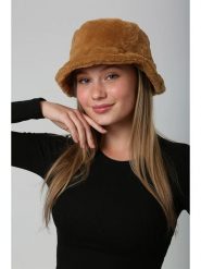 Lucky Bees Kapelusz w kolorze jasnobrązowym rozmiar: onesize. Brązowe kapelusze Lucky Bees, bez wzorów, z futra. Za 113.63 zł.