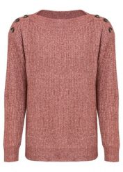 Sweter oversize z guzikami. Brązowe swetry bonprix, bez wzorów, bez ramiączek. Za 117.99 zł.