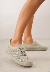Zielone Tenisówki z Ażurową Cholewką Tidella. Zielone trampki Born2be, w ażurowe wzory, z jeansu, bez zapięcia. Za 69.99 zł.