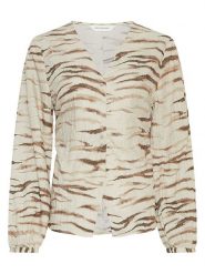 MOSS COPENHAGEN Bluzka w kolorze beżowo-jasnobrązowym rozmiar: XL. Brązowe bluzki Moss Copenhagen, xl, bez wzorów, bez kołnierzyka, bez ramiączek. Za 189.95 zł.