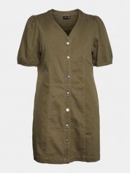 Vero Moda Curve Sukienka codzienna Wild Gena 10302450 Zielony Regular Fit. Zielone sukienki Vero Moda Curve, na co dzień, bez wzorów, z bawełny, bez kołnierzyka, bez ramiączek, proste. Za 119.99 zł.