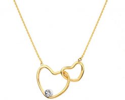 Naszyjnik z żółtego i białego złota z diamentem - serca - 0,003 ct - próba 375. Białe naszyjniki Apart, z diamentem, złote. Za 1,259.00 zł.