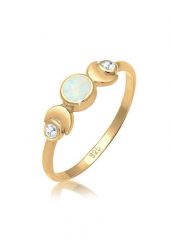 Elli Damski półksiężyc Astro Vintage Design z opalem i cyrkonią w srebrze 925 Sterling Silver Pierścionki 1 ct. Szare pierścionki Elli, z cyrkonią, srebrne. Za 243.99 zł.