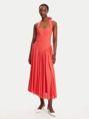 BARDOT Sukienka koktajlowa Marabella Halter 59803DB1 Koralowy Regular Fit. Pomarańczowe sukienki Bardot, bez wzorów, z wiskozy, wizytowe, bez kołnierzyka, bez ramiączek. Za 549.99 zł.