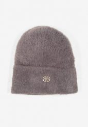 Szara Czapka Typu Beanie z Wełną i Wiskozą Ozdobiona Naszywką Borirra. Szare czapki Born2be, z aplikacjami, z wełny. Za 44.99 zł.