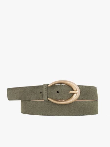 Oliwkowy pasek z weluru. Zielone paski Ryłko, bez wzorów, ze skóry, eleganckie. Za 129.99 zł.