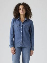 Levi's Koszula dżinsowa w kolorze niebieskim rozmiar: XS. Niebieskie koszule Levi's®, s, bez wzorów, z bawełny, bez kołnierzyka, bez ramiączek. Za 146.45 zł.
