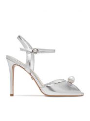 GINO ROSSI Sandały CEO-ROSE-LT2091-W Srebrny. Szare sandały Gino Rossi, bez wzorów, ze skóry, bez obcasa, na szpilce, bez zapięcia. Za 399.99 zł.