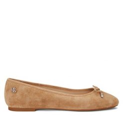 Baleriny LAUREN RALPH LAUREN. Brązowe baleriny Lauren Ralph Lauren, bez wzorów, bez obcasa. Za 549.99 zł.