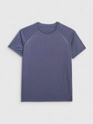 4F Koszulka sportowa w kolorze niebieskoszarym rozmiar: M. Niebieskie koszulki sportowe 4f, bez wzorów, z materiału, bez ramiączek, outdoorowe. Za 59.95 zł.