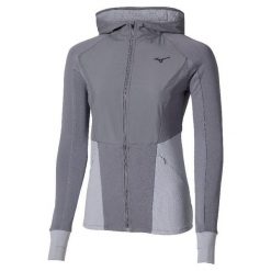 Damska bluza dresowa z kapturem Mizuno Active. Szare kurtki sportowe Mizuno, bez wzorów, z dresówki, z kapturem, do biegania. Za 398.00 zł.
