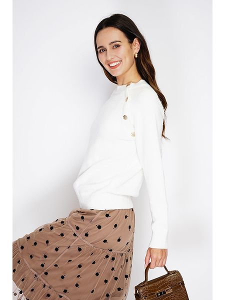 C& Jo Sweter w kolorze białym rozmiar: 40. Białe swetry C& Jo, bez wzorów, z kaszmiru, bez ramiączek. Za 152.99 zł.